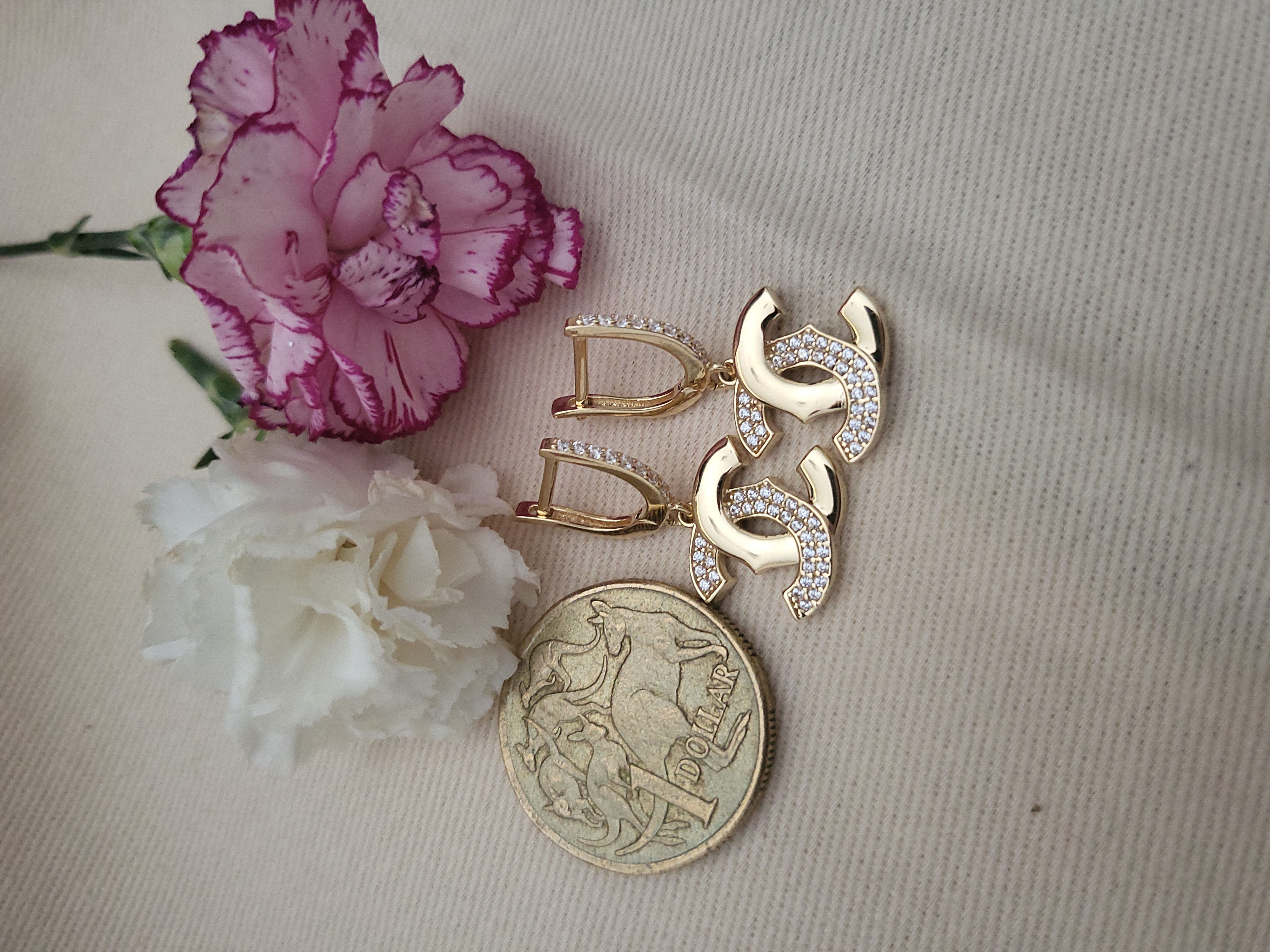 Chanel Inspired Dangling Earrings