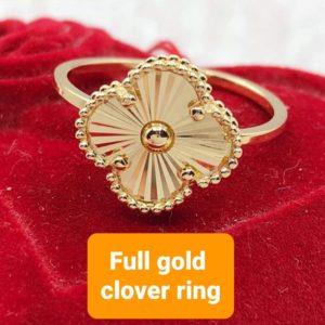 VCA Inspired Full Gold Clover Ring