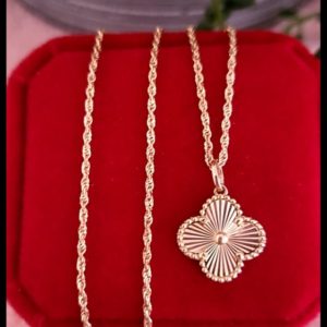 VCA Inspired Full Gold Clover Necklace