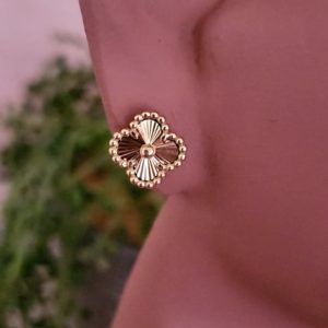 VCA Inspired Full Gold Clover Earrings