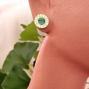 Bulgari Inspired Malachite Stud Earrings