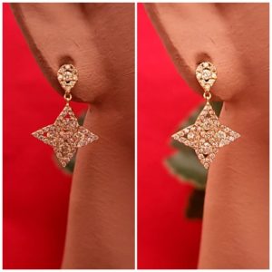 1ct Natural Diamonds Isotoxal Star Dangling Earrings