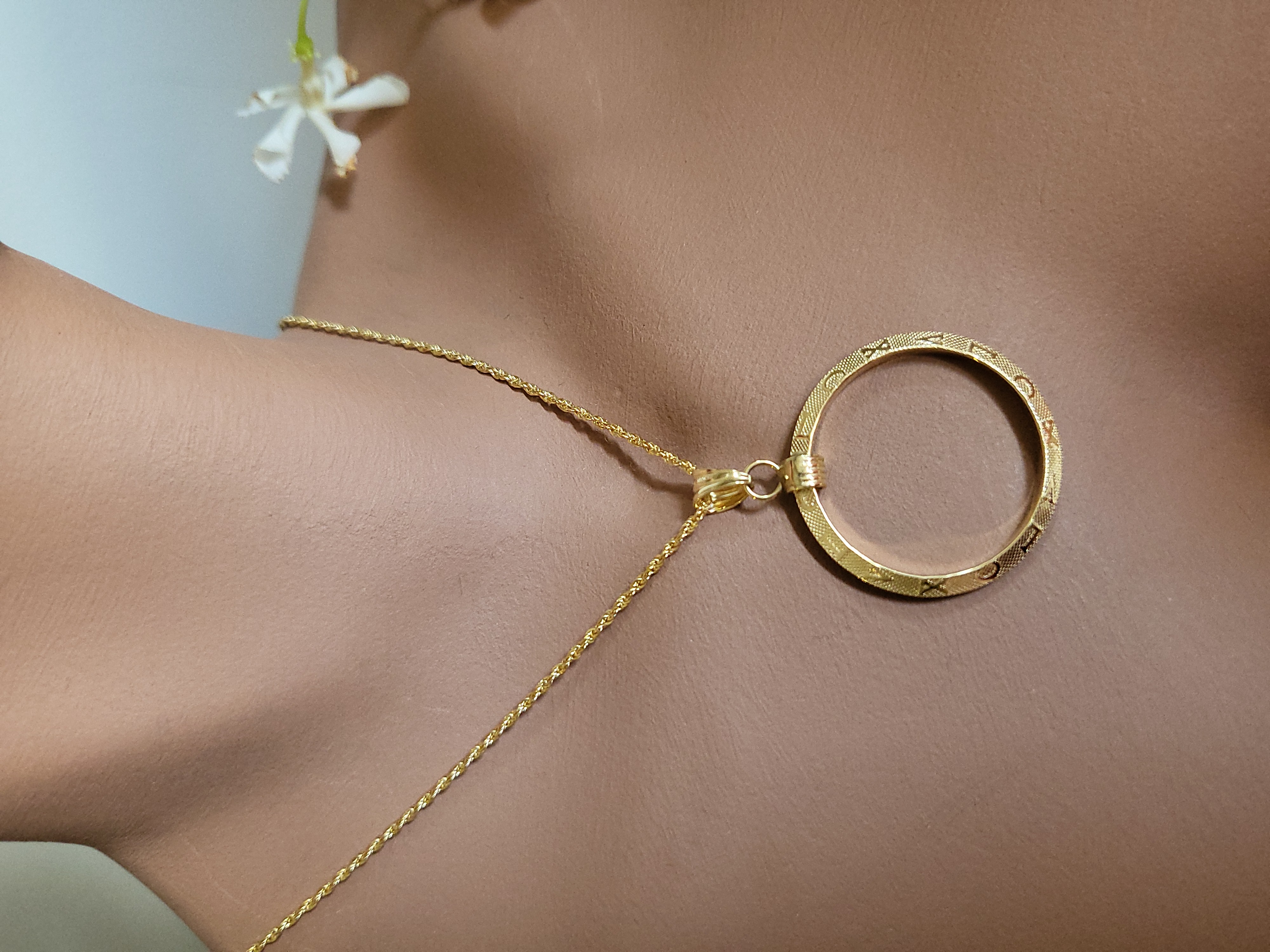 LV Inspired Hoop Pendant