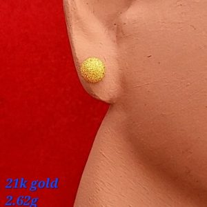 Brushed Ball Earrings in 21k