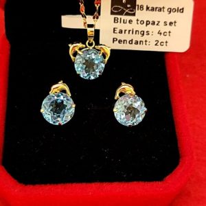 Blue Topaz with Dolphins Set