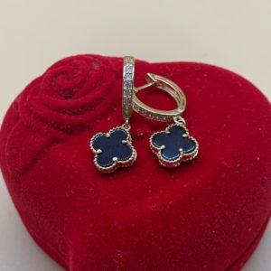 VCA Inspired Onyx Dangling Earrings