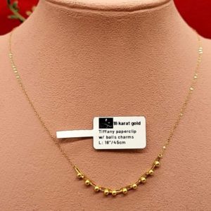 Tiffany Inspired Paperclip with Balls charm Necklace